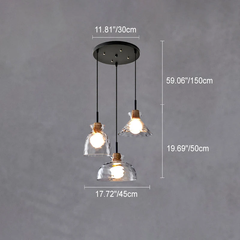 Hanglamp Glas Hout Transparant E26 Woonkamer Slaapkamer Eetkamer Pendellamp Glazen Kap Bell Cone Bowl Industrieel Retro | Sansoti
