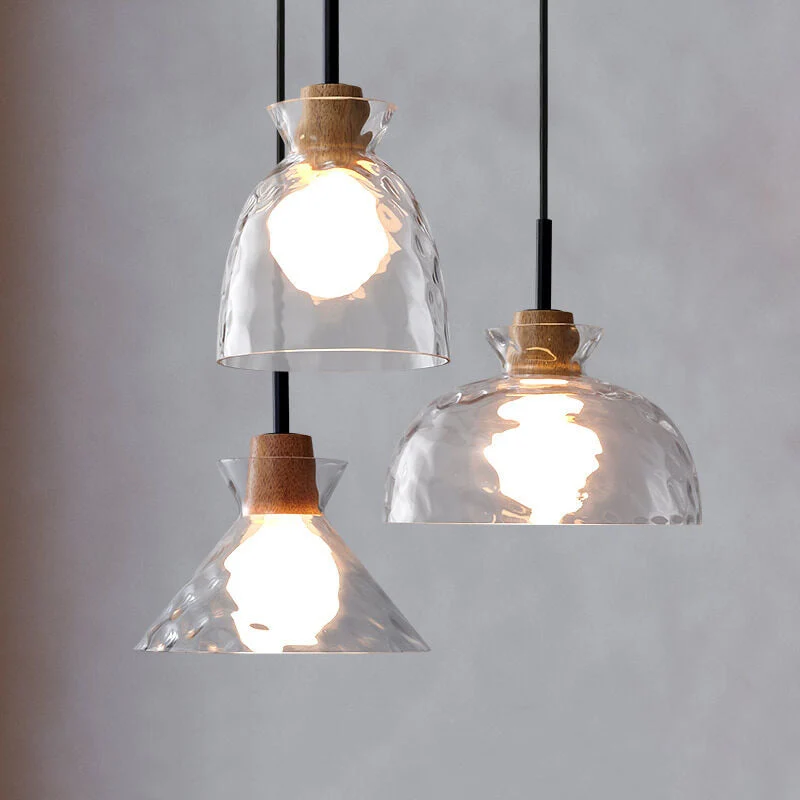 Hanglamp Glas Hout Transparant E26 Woonkamer Slaapkamer Eetkamer Pendellamp Glazen Kap Bell Cone Bowl Industrieel Retro | Sansoti