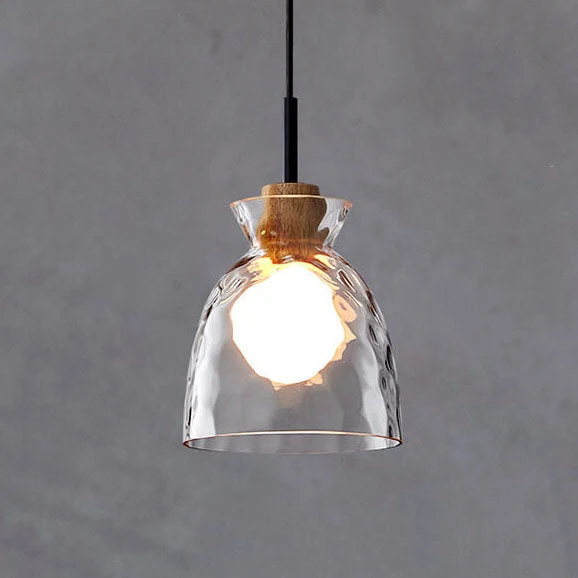 Hanglamp Glas Hout Transparant E26 Woonkamer Slaapkamer Eetkamer Pendellamp Glazen Kap Bell Cone Bowl Industrieel Retro | Sansoti