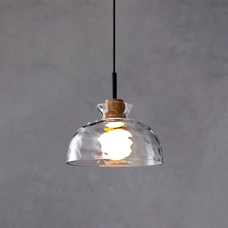 Hanglamp Glas Hout Transparant E26 Woonkamer Slaapkamer Eetkamer Pendellamp Glazen Kap Bell Cone Bowl Industrieel Retro | Sansoti
