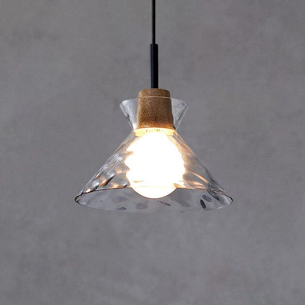 Hanglamp Glas Hout Transparant E26 Woonkamer Slaapkamer Eetkamer Pendellamp Glazen Kap Bell Cone Bowl Industrieel Retro | Sansoti