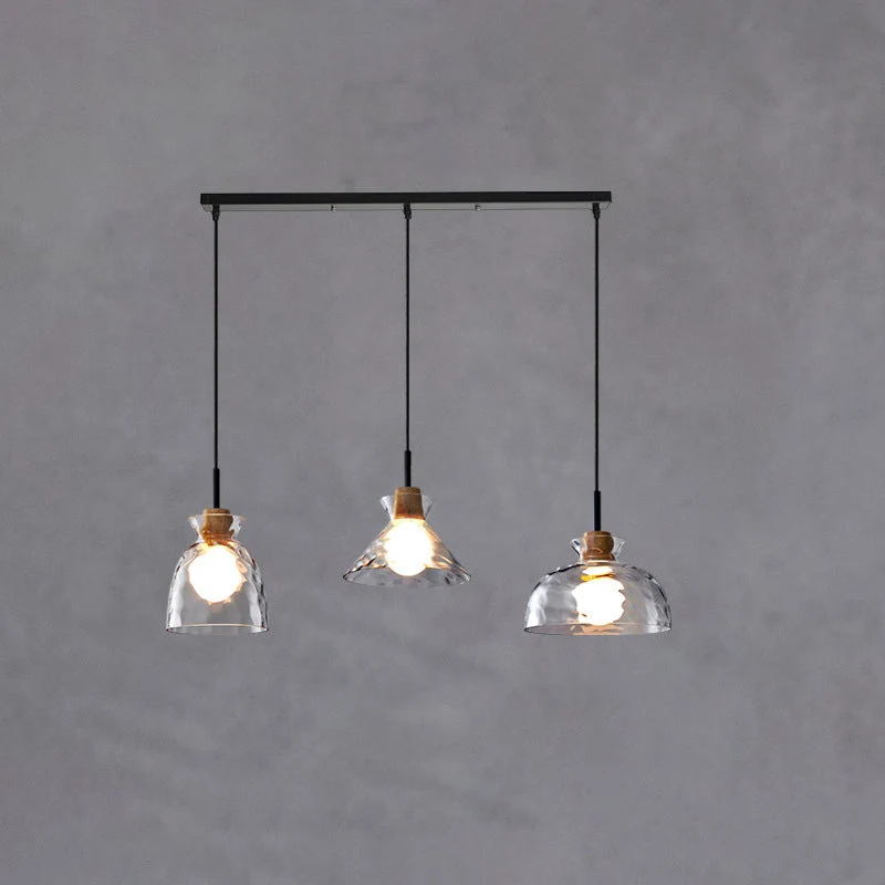 Hanglamp Glas Hout Transparant E26 Woonkamer Slaapkamer Eetkamer Pendellamp Glazen Kap Bell Cone Bowl Industrieel Retro | Sansoti