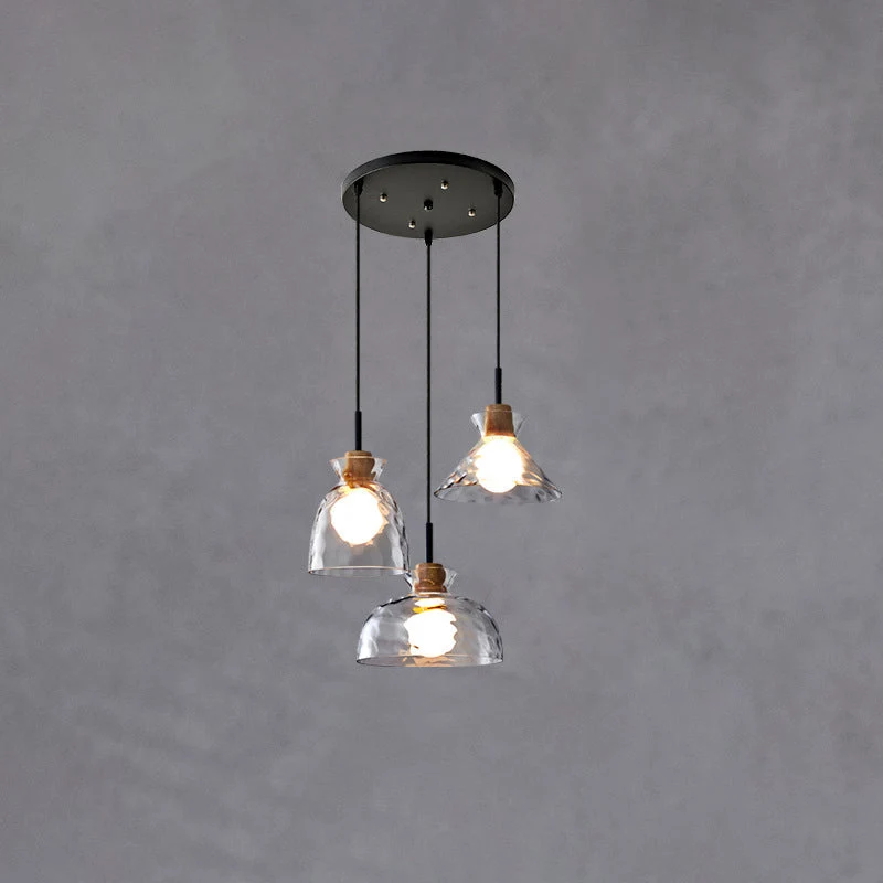 Hanglamp Glas Hout Transparant E26 Woonkamer Slaapkamer Eetkamer Pendellamp Glazen Kap Bell Cone Bowl Industrieel Retro | Sansoti