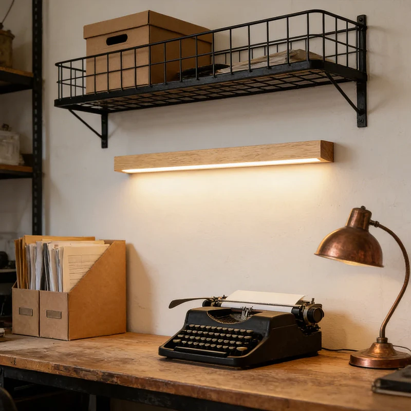 Houten Wandlamp met Spiegel LED Badkamer Slaapkamer Keuken Rond Acrylic | Sansoti