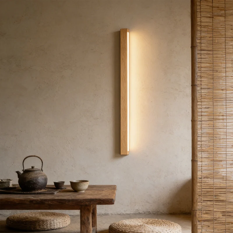 Houten Wandlamp met Spiegel LED Badkamer Slaapkamer Keuken Rond Acrylic | Sansoti