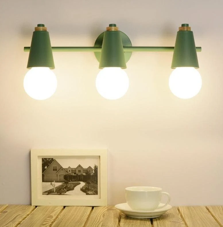 Wandlamp Metaal Hout 2 of 3 Lichts E27 Gekleurd Modern Slaapkamer Woonkamer | Sansoti