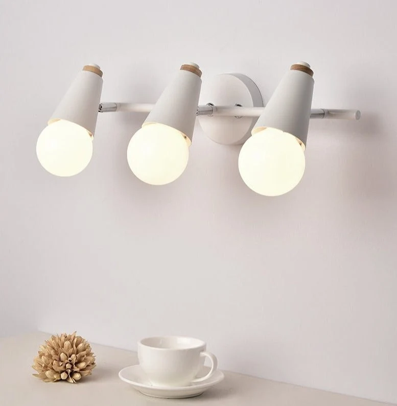 Wandlamp Metaal Hout 2 of 3 Lichts E27 Gekleurd Modern Slaapkamer Woonkamer | Sansoti