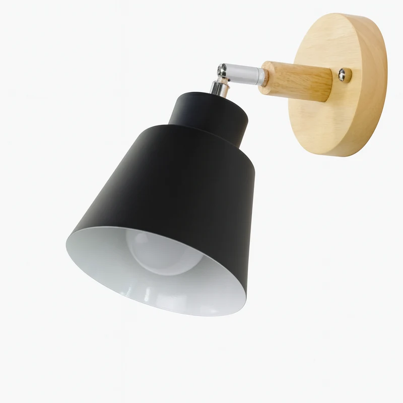 Wandlamp Metaal Hout Trekschakelaar 180° Draaibaar E27 Leeslamp Slaapkamer | Sansoti