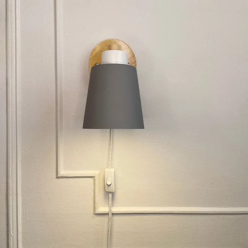 Wandlamp Hout Metaal Draaibaar E27 Leeslamp Slaapkamer Woonkamer Scandinavisch | Sansoti