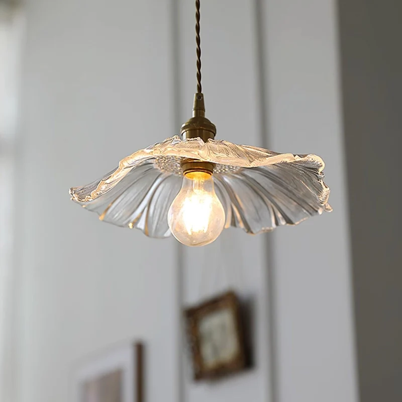 Hanglamp Bloem Glas Retro Transparant Koper E27 Vintage Keuken Eettafel | Sansoti