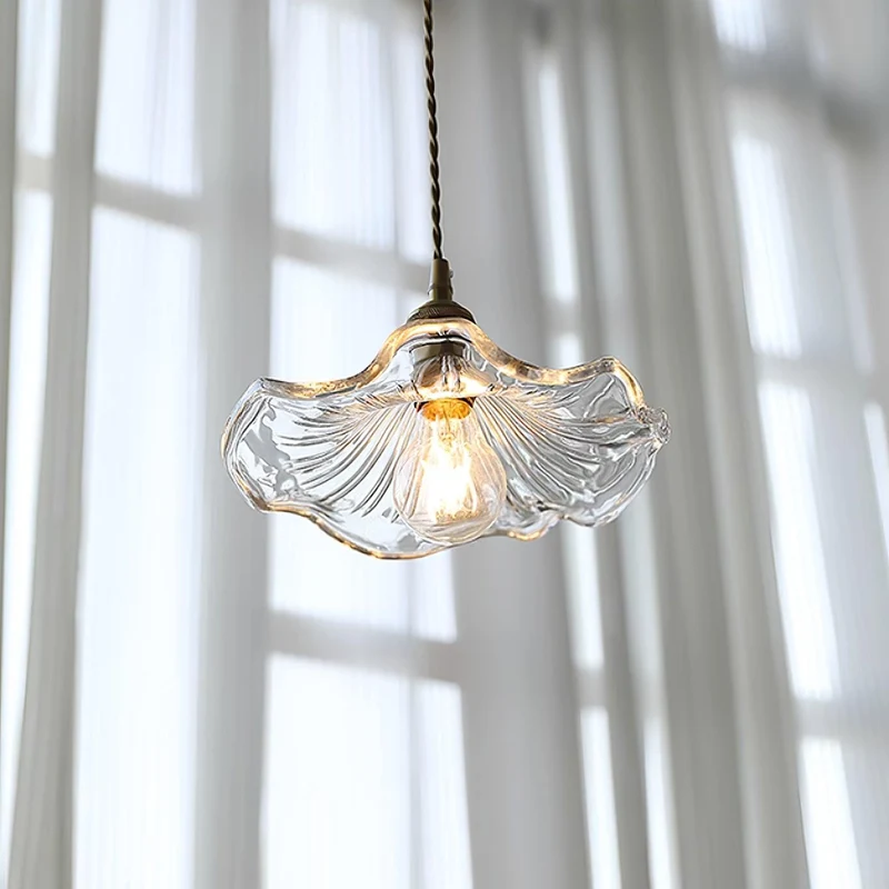 Hanglamp Bloem Glas Retro Transparant Koper E27 Vintage Keuken Eettafel | Sansoti