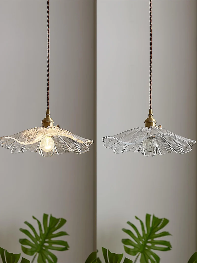 Hanglamp Bloem Glas Retro Transparant Koper E27 Vintage Keuken Eettafel | Sansoti