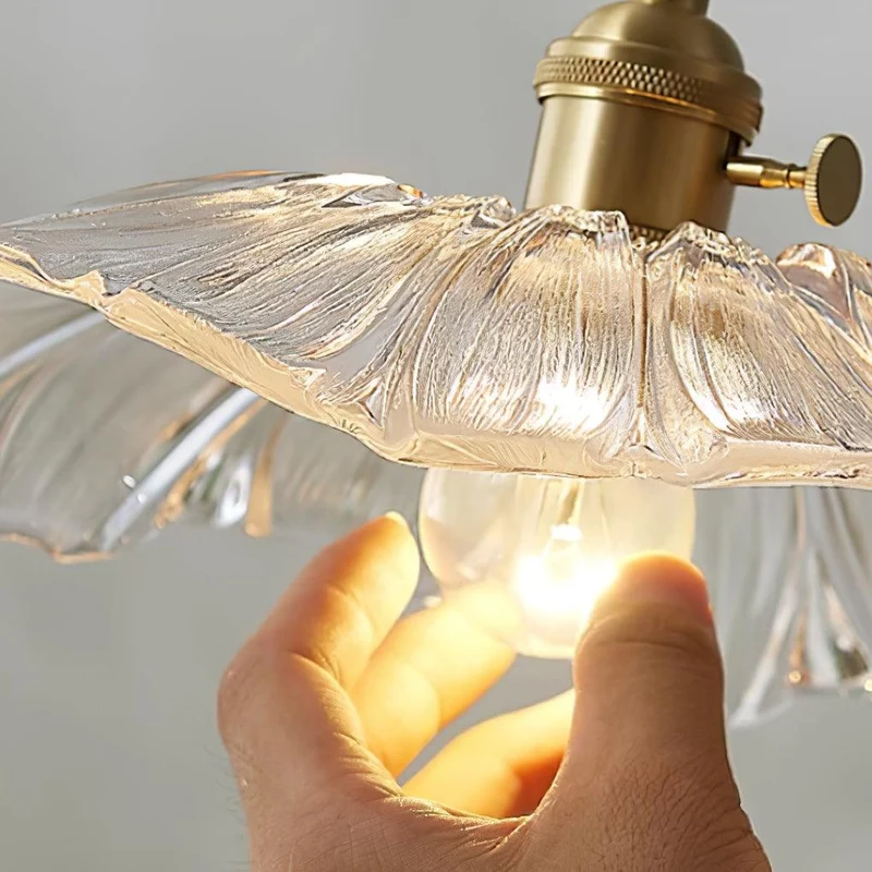 Hanglamp Bloem Glas Retro Transparant Koper E27 Vintage Keuken Eettafel | Sansoti