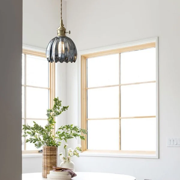 Hanglamp Glas Bloem Japans Retro Metaal 12cm E27 Pendellamp Woonkamer Slaapkamer Sfeervol | Sansoti
