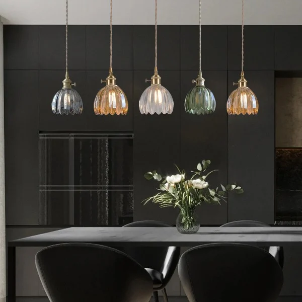 Hanglamp Glas Bloem Japans Retro Metaal 12cm E27 Pendellamp Woonkamer Slaapkamer Sfeervol | Sansoti