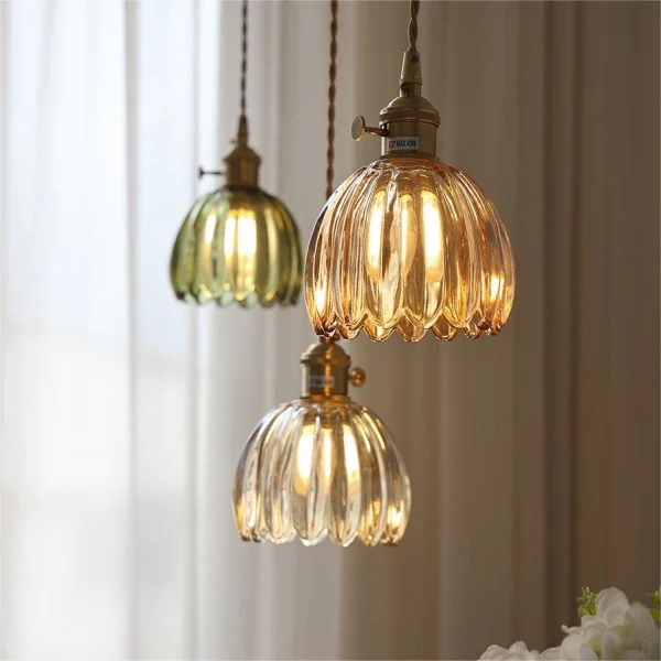 Hanglamp Glas Bloem Japans Retro Metaal 12cm E27 Pendellamp Woonkamer Slaapkamer Sfeervol | Sansoti