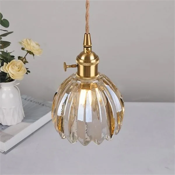 Hanglamp Glas Bloem Japans Retro Metaal 12cm E27 Pendellamp Woonkamer Slaapkamer Sfeervol | Sansoti