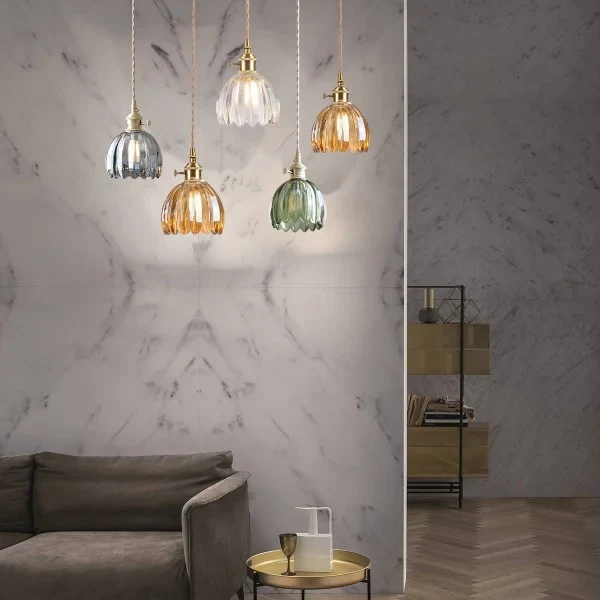 Hanglamp Glas Bloem Japans Retro Metaal 12cm E27 Pendellamp Woonkamer Slaapkamer Sfeervol | Sansoti