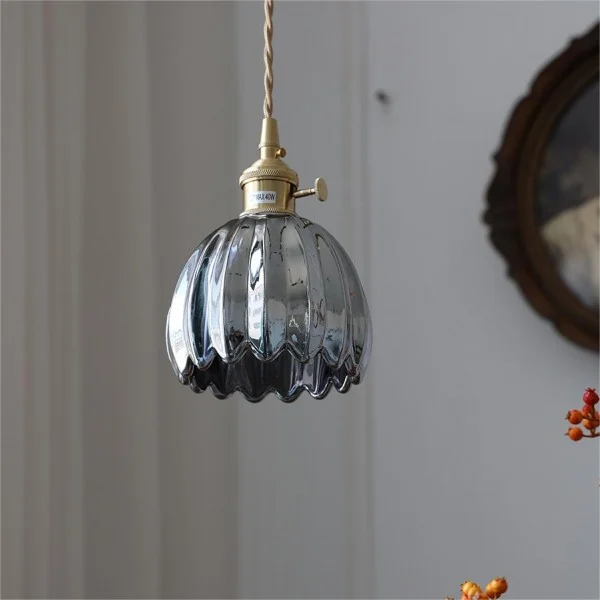 Hanglamp Glas Bloem Japans Retro Metaal 12cm E27 Pendellamp Woonkamer Slaapkamer Sfeervol | Sansoti