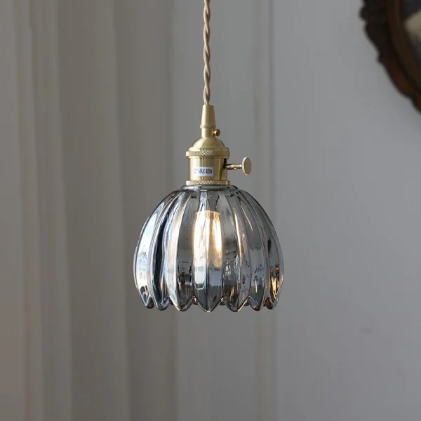Hanglamp Glas Bloem Japans Retro Metaal 12cm E27 Pendellamp Woonkamer Slaapkamer Sfeervol | Sansoti
