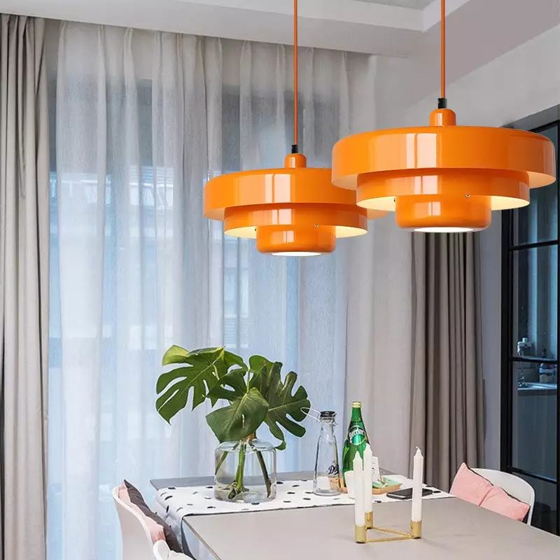 Hanglamp Ijzer Bauhaus Industrieel Oranje Goud Zwart 35cm Pendellamp Eetkamer Slaapkamer | Sansoti