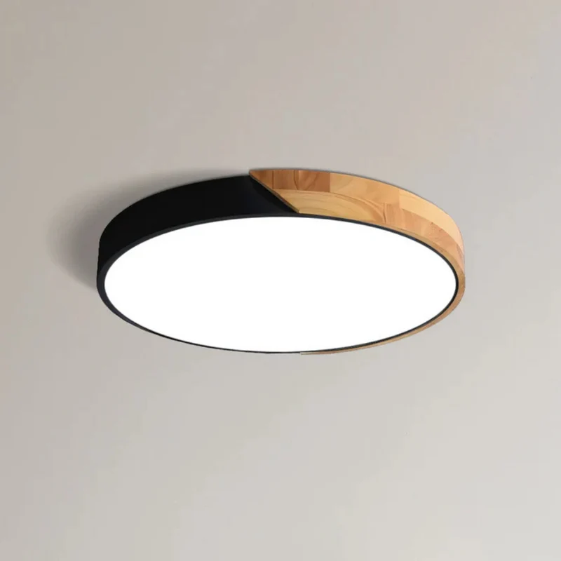 Plafondlamp Rond Hout Scandinavisch LED Warm Licht Acryl Natuurlijk Design | Sansoti