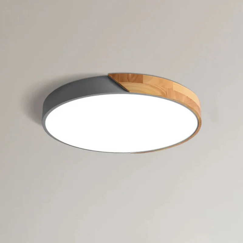 Plafondlamp Rond Hout Scandinavisch LED Warm Licht Acryl Natuurlijk Design | Sansoti