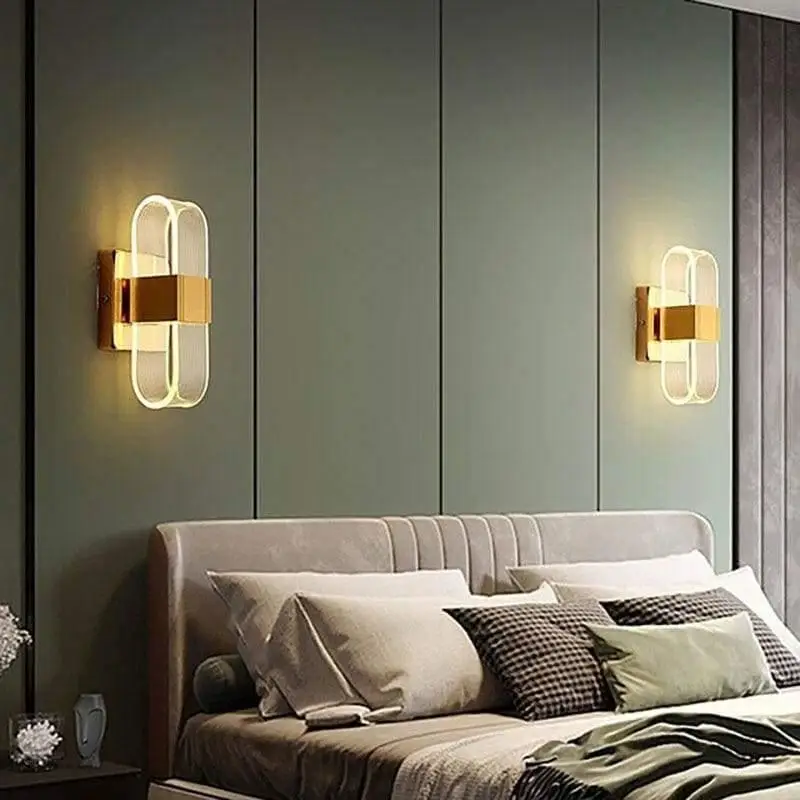 Wandlamp LED Scandinavisch Acryl Aluminium Goud Zwart 10x20cm Warm Wit Woonkamer Modern | Sansoti