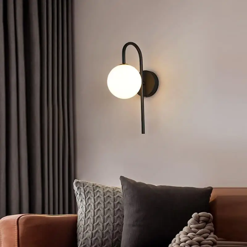 Wandlamp Bol Glas Industrieel Zwart Goud E27 15x58cm Verstelbaar Woonkamer Slaapkamer | Sansoti