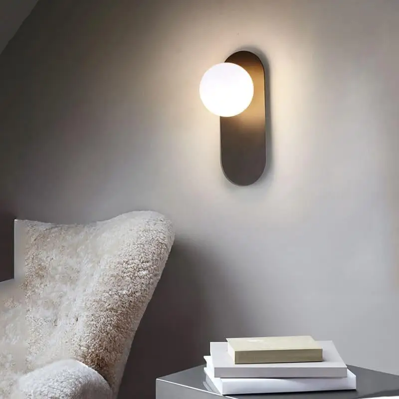 Wandlamp Bol Glas Industrieel Zwart Goud E27 15x58cm Verstelbaar Woonkamer Slaapkamer | Sansoti
