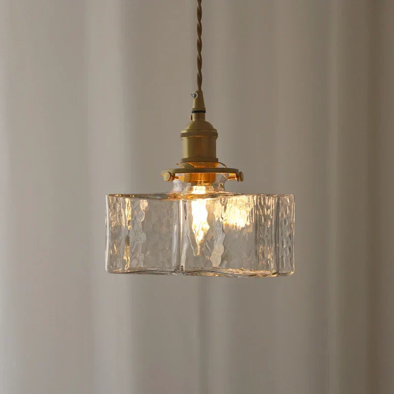 Hanglamp Glas Retro Textuur Vintage Messing E27 Keuken Eiland | Sansoti