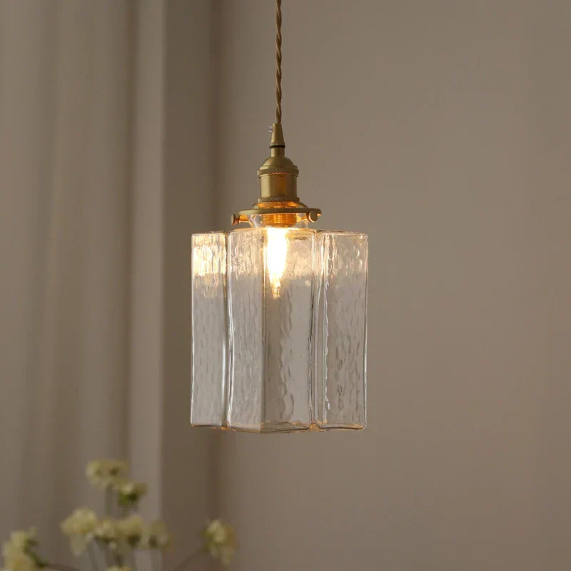 Hanglamp Glas Retro Textuur Vintage Messing E27 Keuken Eiland | Sansoti
