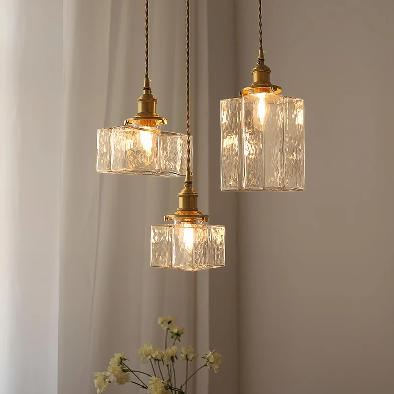 Hanglamp Glas Retro Textuur Vintage Messing E27 Keuken Eiland | Sansoti