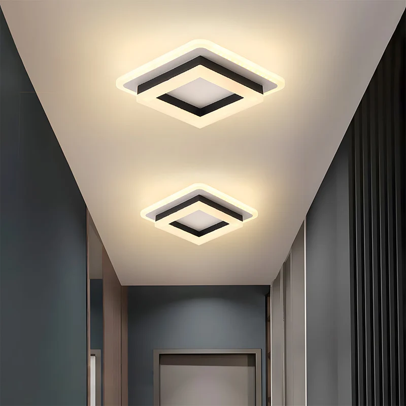 Plafondlamp Vierkant LED Modern Metaal En Acryl Flush Mount Design | Sansoti