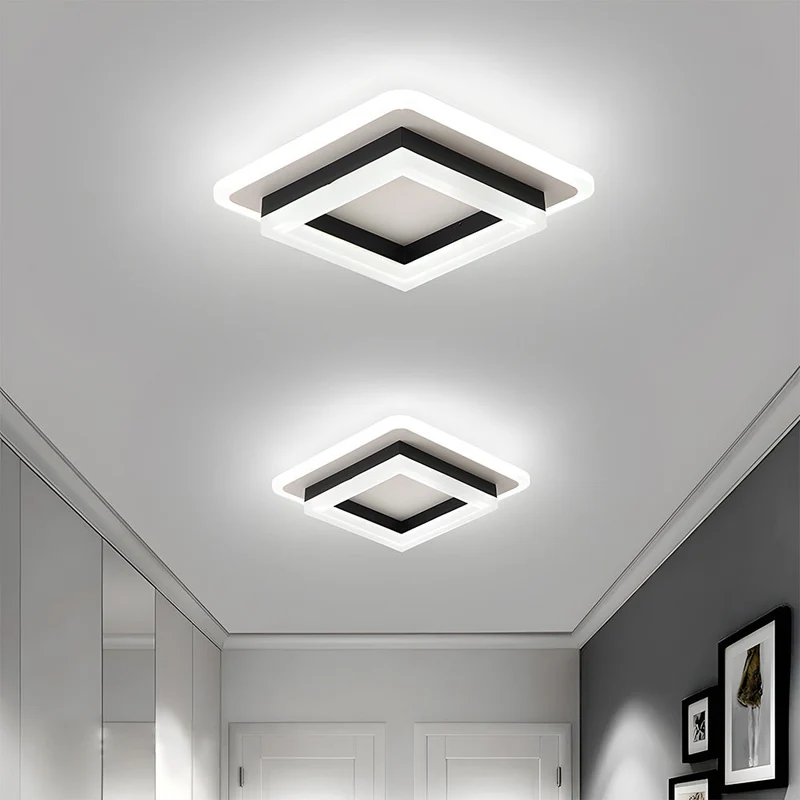 Plafondlamp Vierkant LED Modern Metaal En Acryl Flush Mount Design | Sansoti