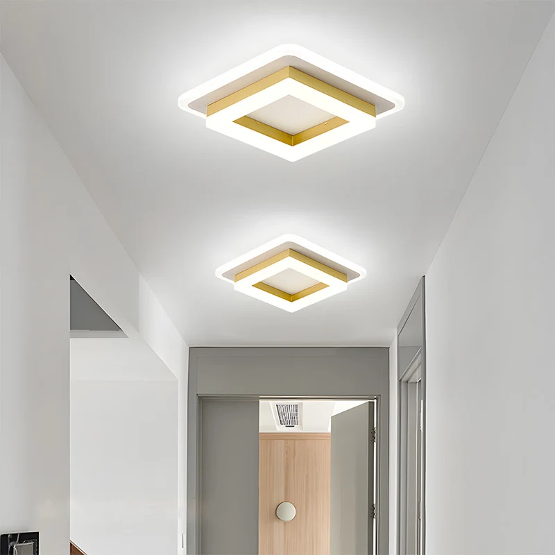 Plafondlamp Vierkant LED Modern Metaal En Acryl Flush Mount Design | Sansoti
