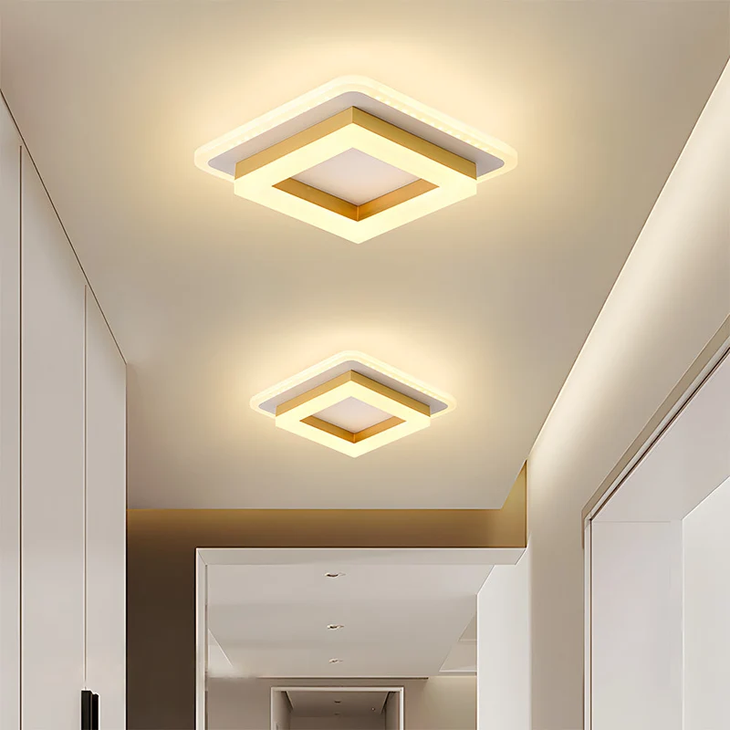 Plafondlamp Vierkant LED Modern Metaal En Acryl Flush Mount Design | Sansoti