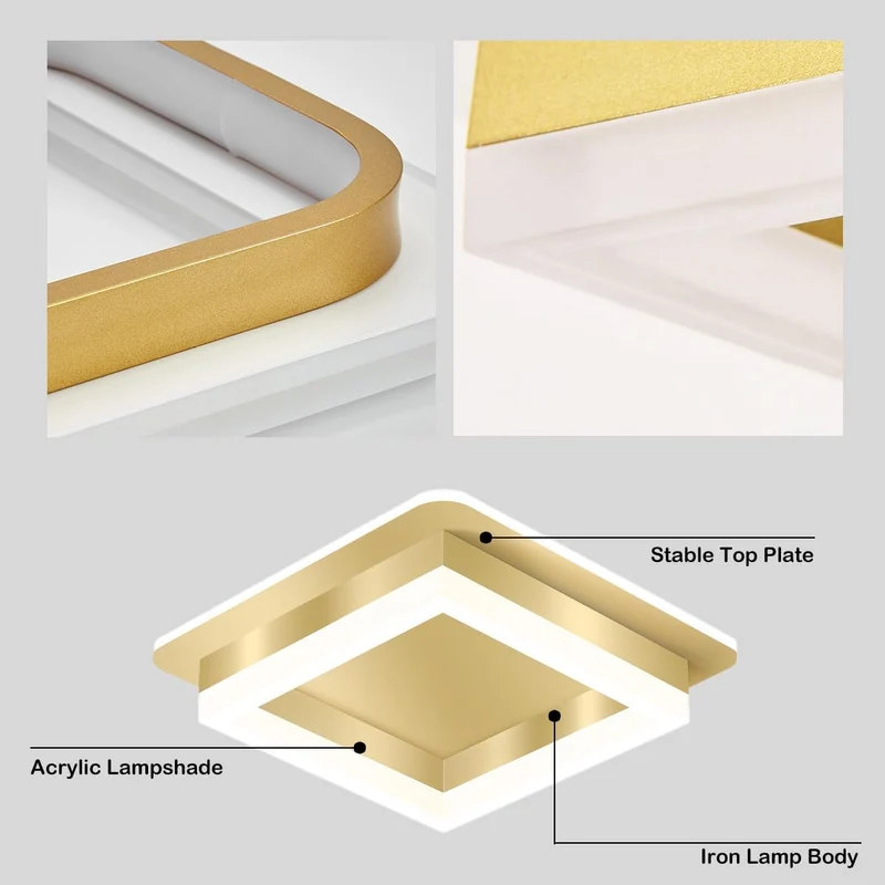 Plafondlamp Vierkant LED Modern Metaal En Acryl Flush Mount Design | Sansoti