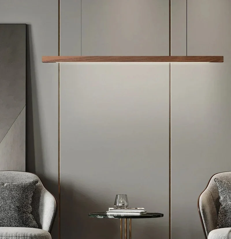 Hanglamp Hout LED Lineair Dimbaar 80cm 120cm 150cm Eettafel Keuken Woonkamer | Sansoti