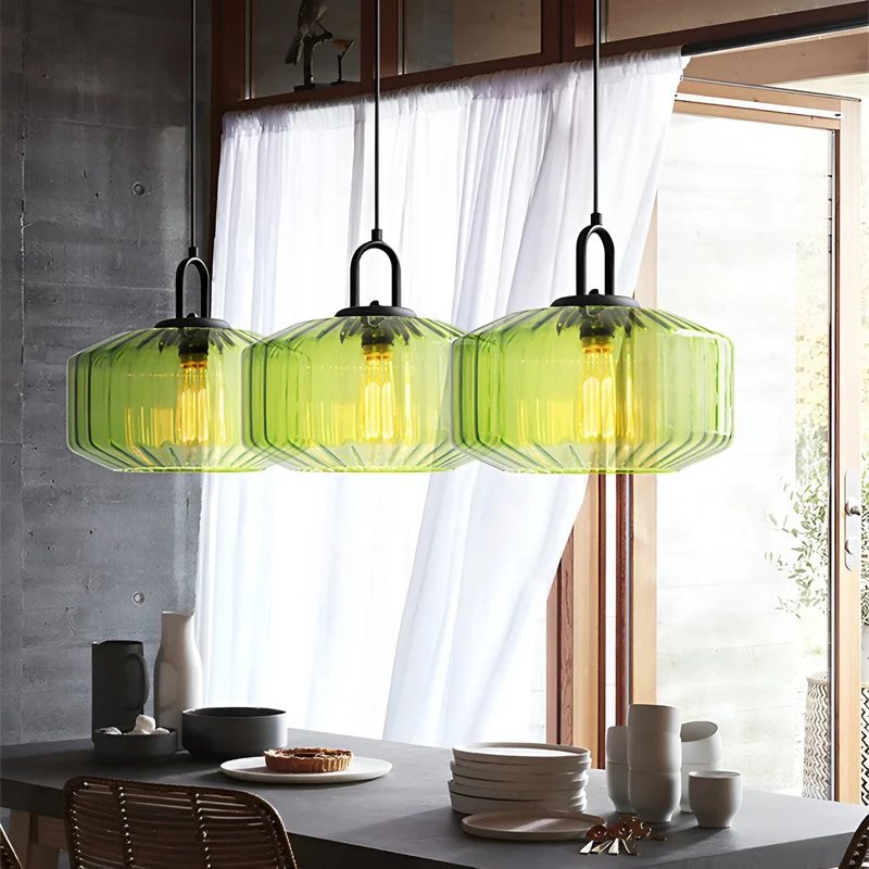 Hanglamp Gekleurd Glas Retro Nordic Ø28cm E27 3000K Keuken | Sansoti
