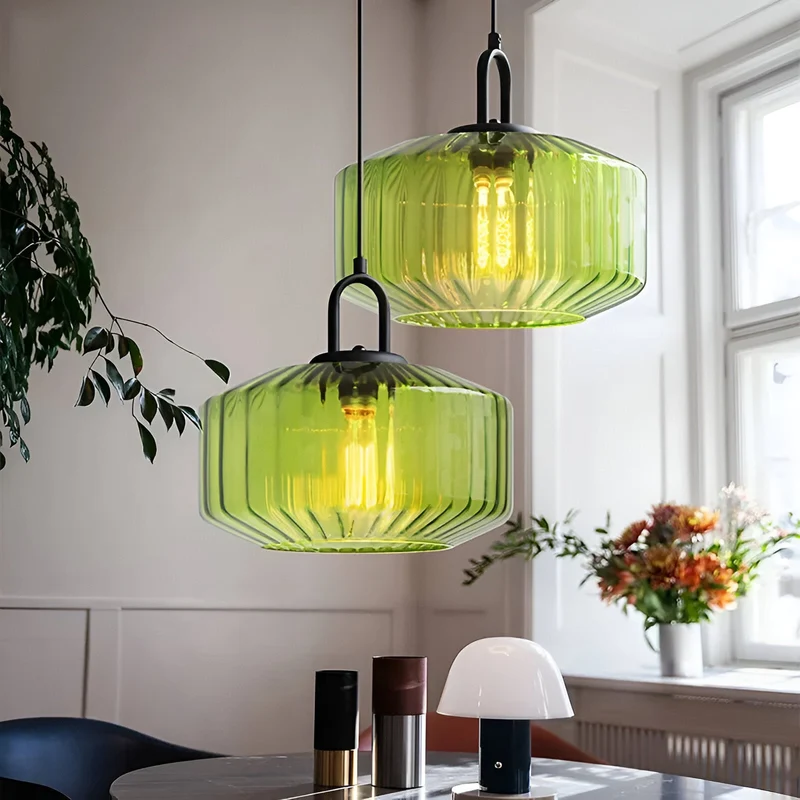 Hanglamp Gekleurd Glas Retro Nordic Ø28cm E27 3000K Keuken | Sansoti