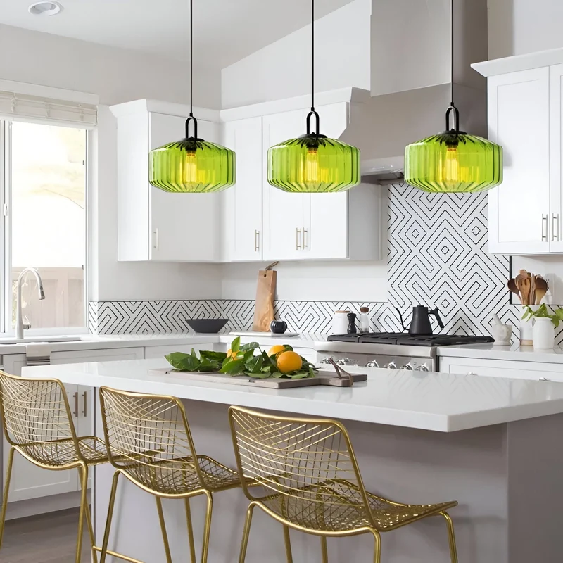 Hanglamp Gekleurd Glas Retro Nordic Ø28cm E27 3000K Keuken | Sansoti