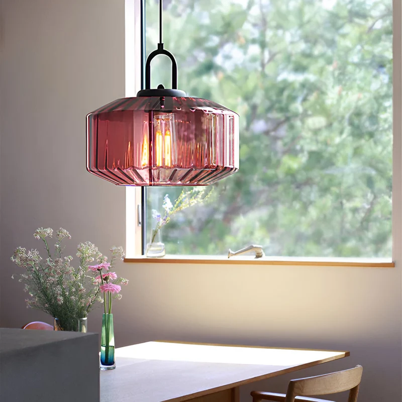 Hanglamp Gekleurd Glas Retro Nordic Ø28cm E27 3000K Keuken | Sansoti