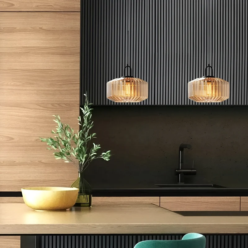 Hanglamp Gekleurd Glas Retro Nordic Ø28cm E27 3000K Keuken | Sansoti