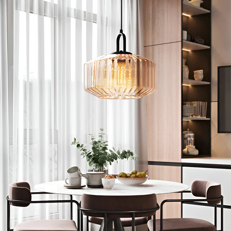 Hanglamp Gekleurd Glas Retro Nordic Ø28cm E27 3000K Keuken | Sansoti