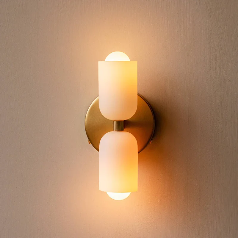 Wandlamp Dubbel Retro Frans Glas E14 Goud Slaapkamer Gang Badkamer Woonkamer Vintage | Sansoti