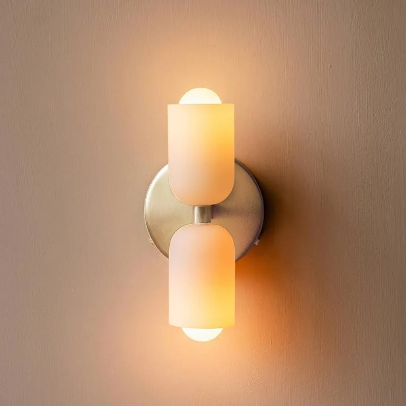 Wandlamp Dubbel Retro Frans Glas E14 Goud Slaapkamer Gang Badkamer Woonkamer Vintage | Sansoti