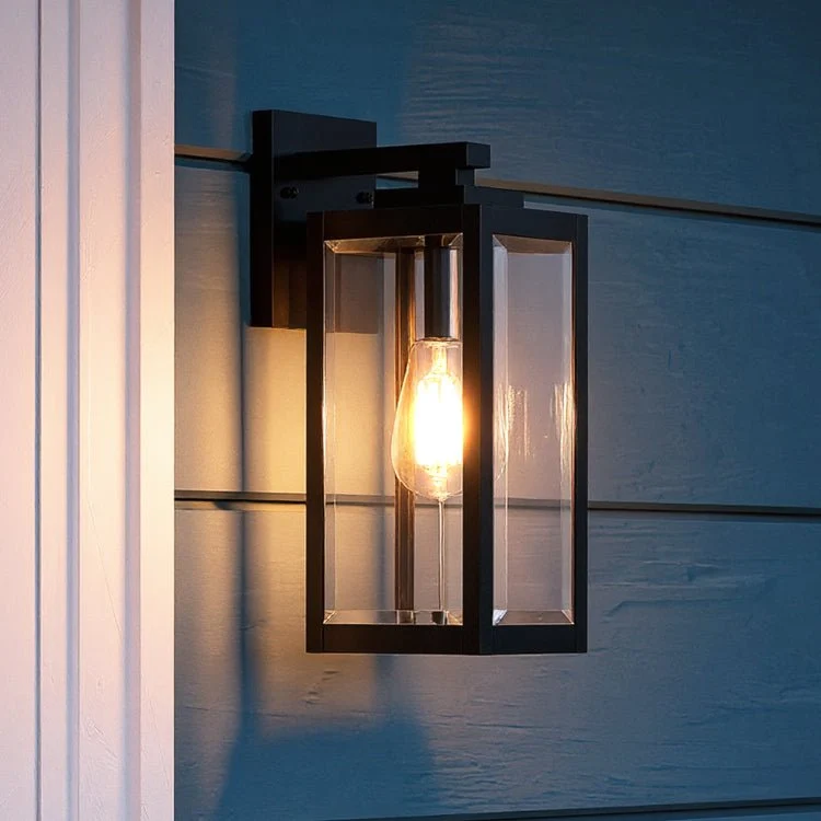 Buitenlamp Wandlamp Zwart Staal Glas 36cm Modern Farmhouse Waterdicht | Sansoti