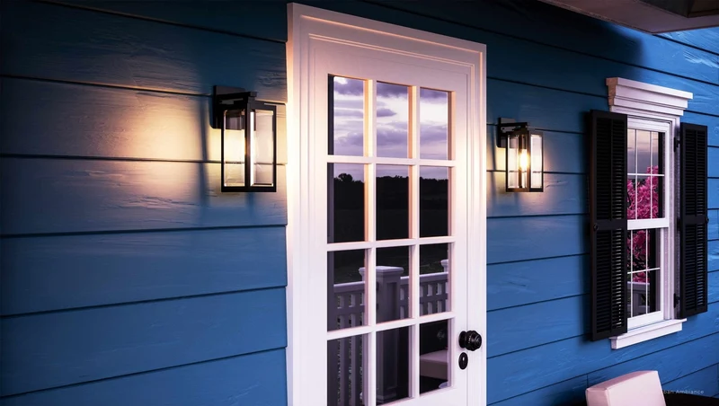 Buitenlamp Wandlamp Zwart Staal Glas 36cm Modern Farmhouse Waterdicht | Sansoti