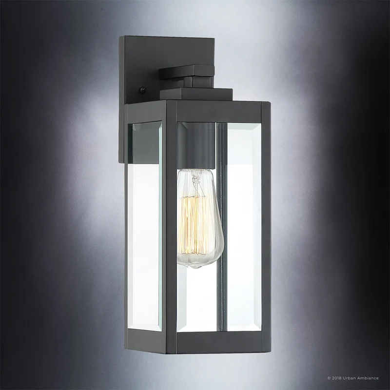 Buitenlamp Wandlamp Zwart Staal Glas 36cm Modern Farmhouse Waterdicht | Sansoti